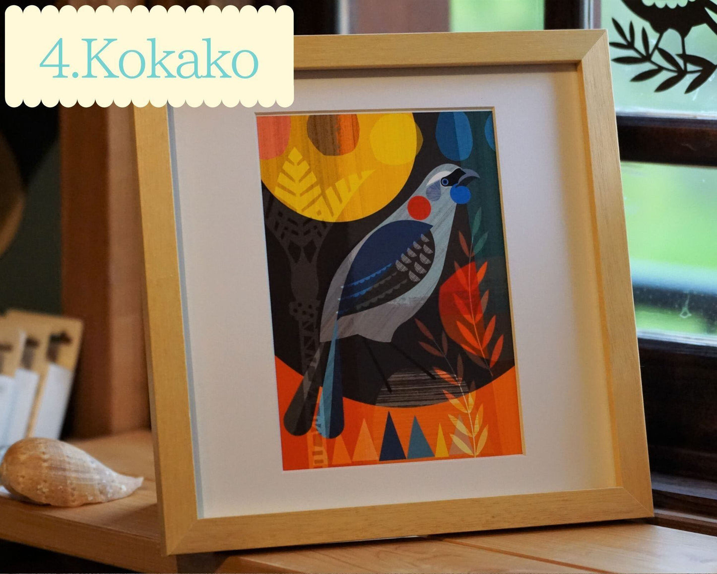 New Zealand Birds 木製フレーム入り パネル