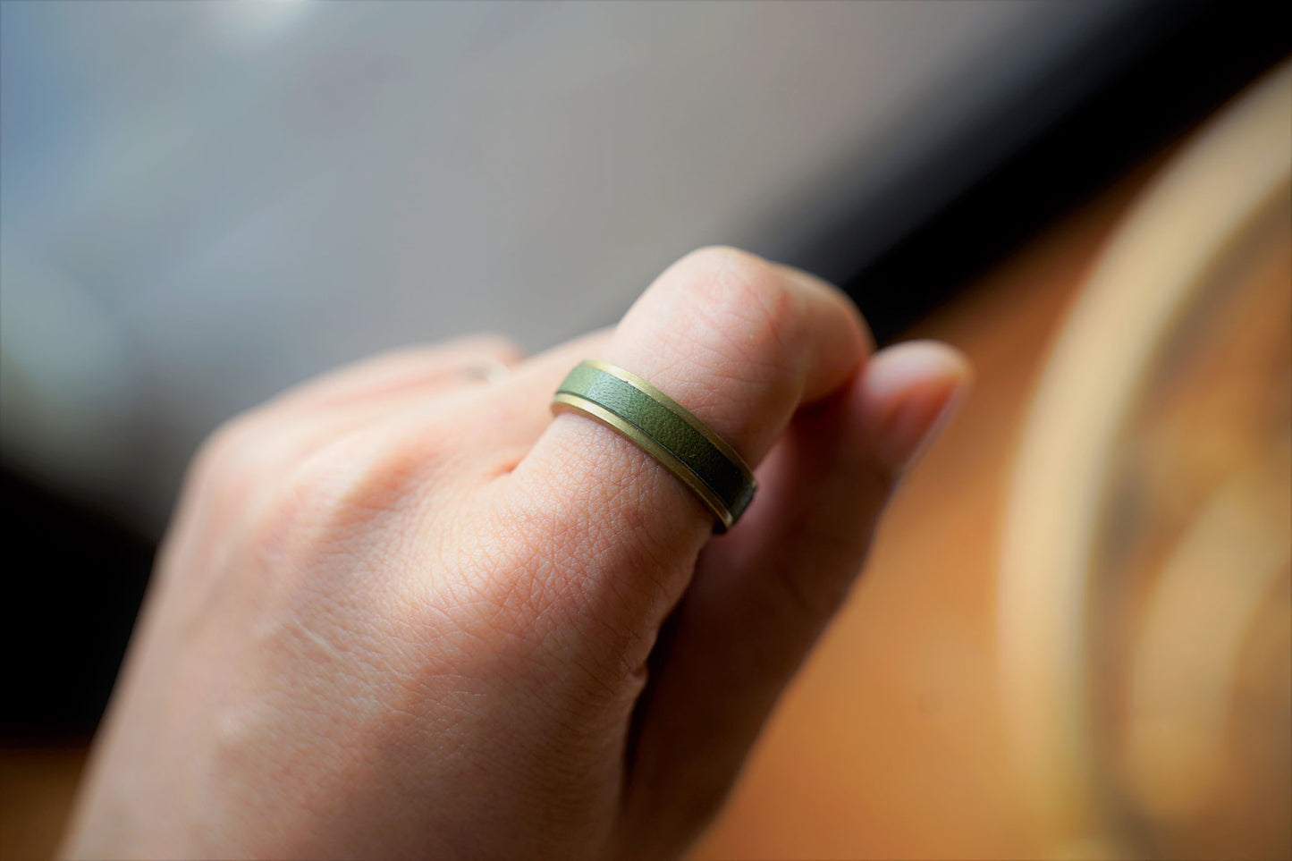 レザーと真鍮のリング(3mm)